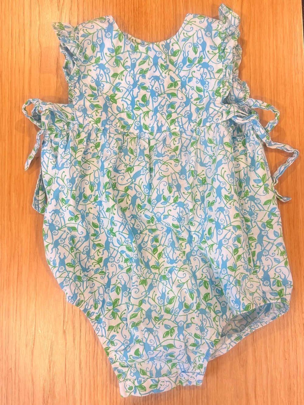 Lilly Pulitzer Blue & Green Monkey Floral Baby Romper 18-24m